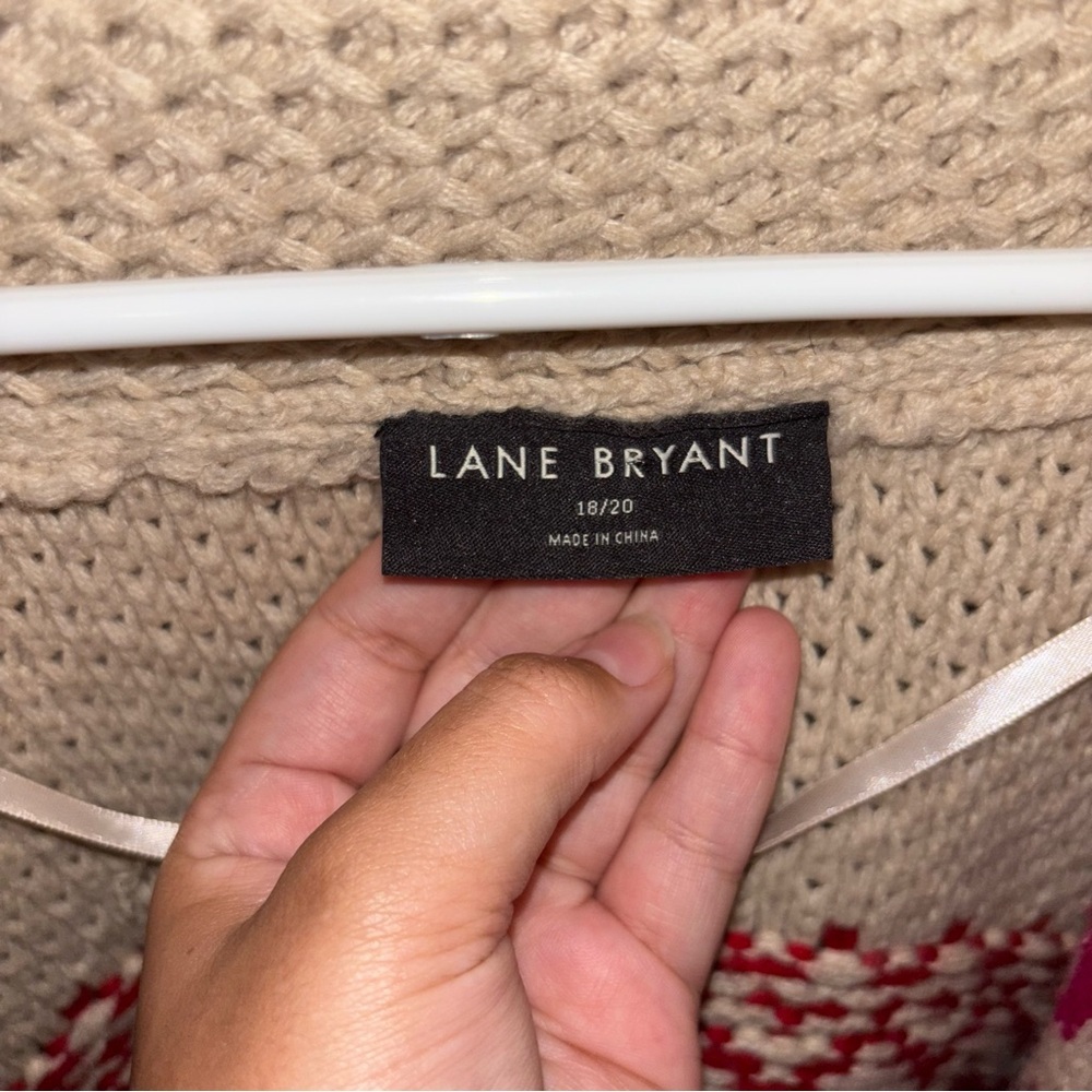 Lane Bryant Cream and Pink Knit Cardigan - Picture 6 of 10